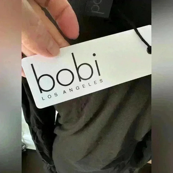 NWT Bobi Los Angeles Smocked Long Sleeve Top ~ Black ~ Large - Picture 10 of 11